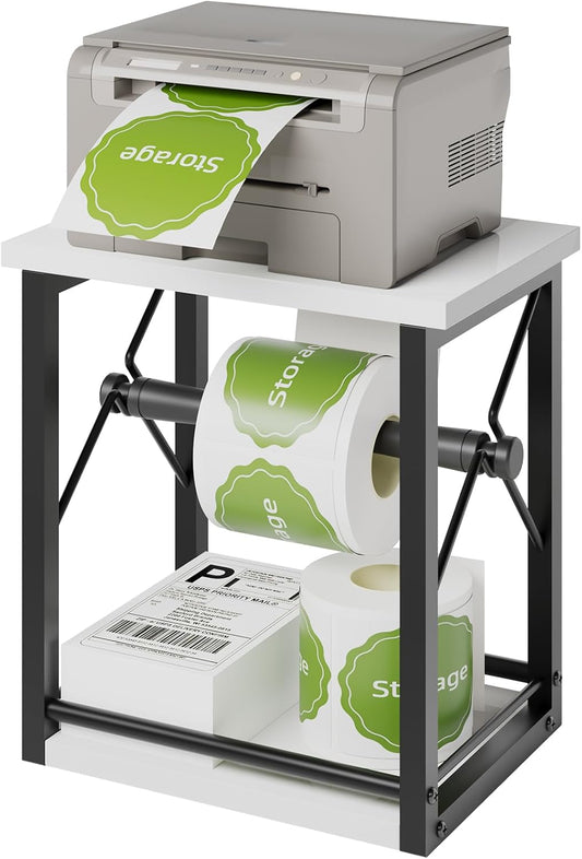 Label Holder for Rolls and Fan-Fold Labels, Shipping Thermal Label Holder, Sticker Roll Holder for Small Business & Home Office, Vintage White