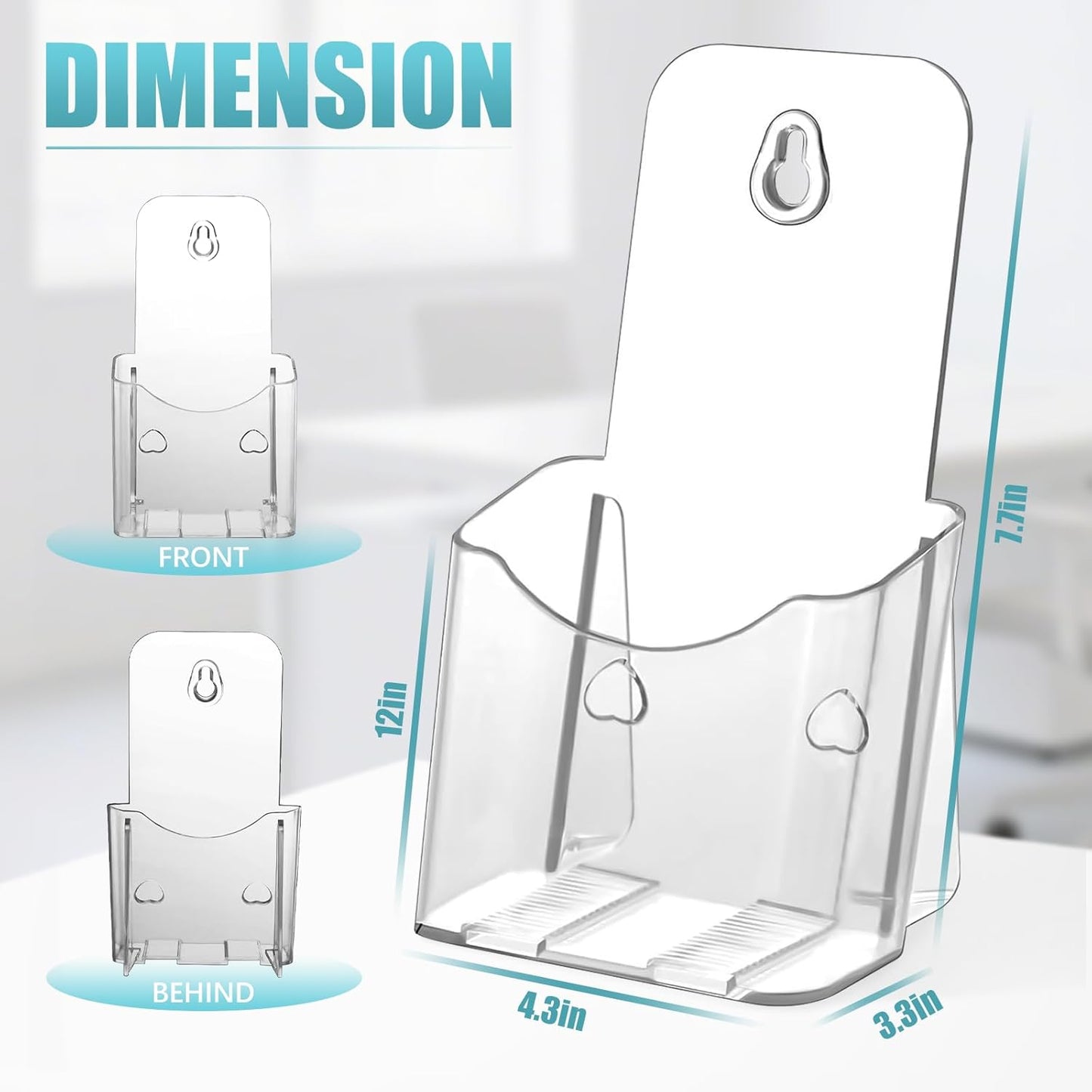 6 Pack Brochure Holder, 4x9 in Acrylic Brochure Display Stand, Clear Plastic Rack Card Trifold Pamphlet Flyer Holder,Countertop and Wall Mount Use