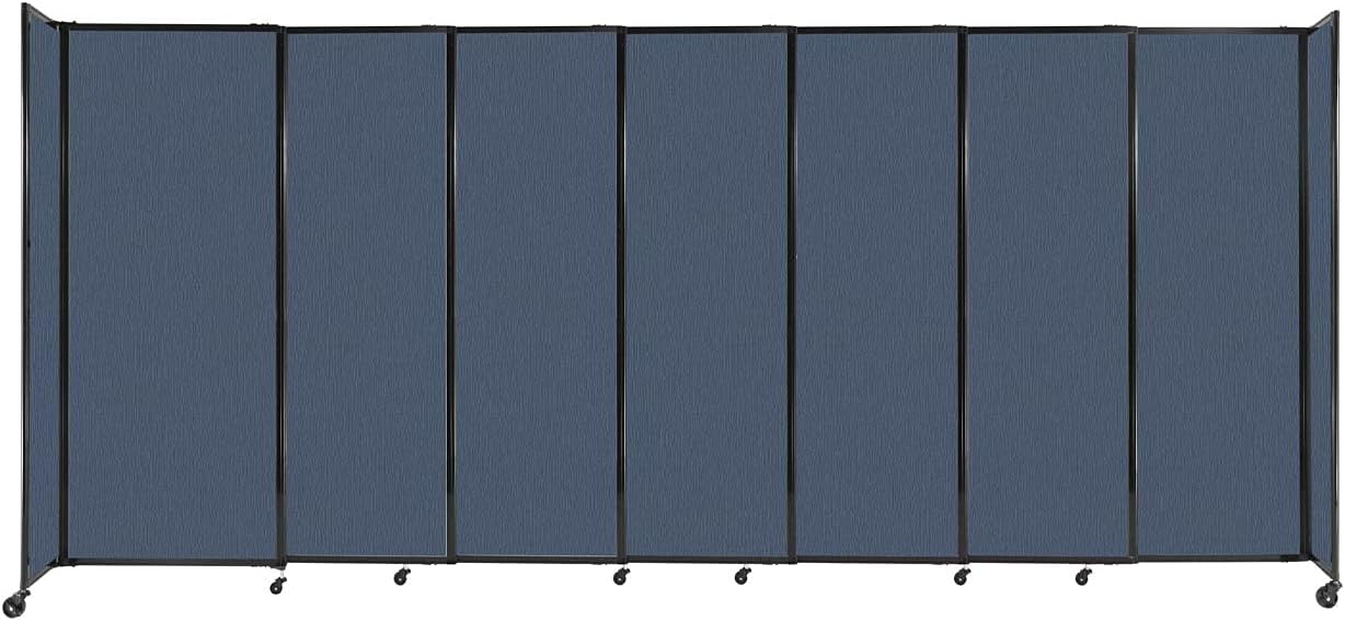 Versare Straightwall Sliding Portable Wall Partition | Freestanding Office Dividers | Locking Wheels | Temporary Room Separator | 15'6'' Wide x 6'10'' Tall Ocean Fabric Panels