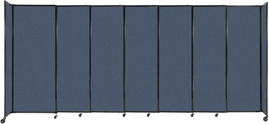 Versare Straightwall Sliding Portable Wall Partition | Freestanding Office Dividers | Locking Wheels | Temporary Room Separator | 15'6'' Wide x 6'10'' Tall Ocean Fabric Panels