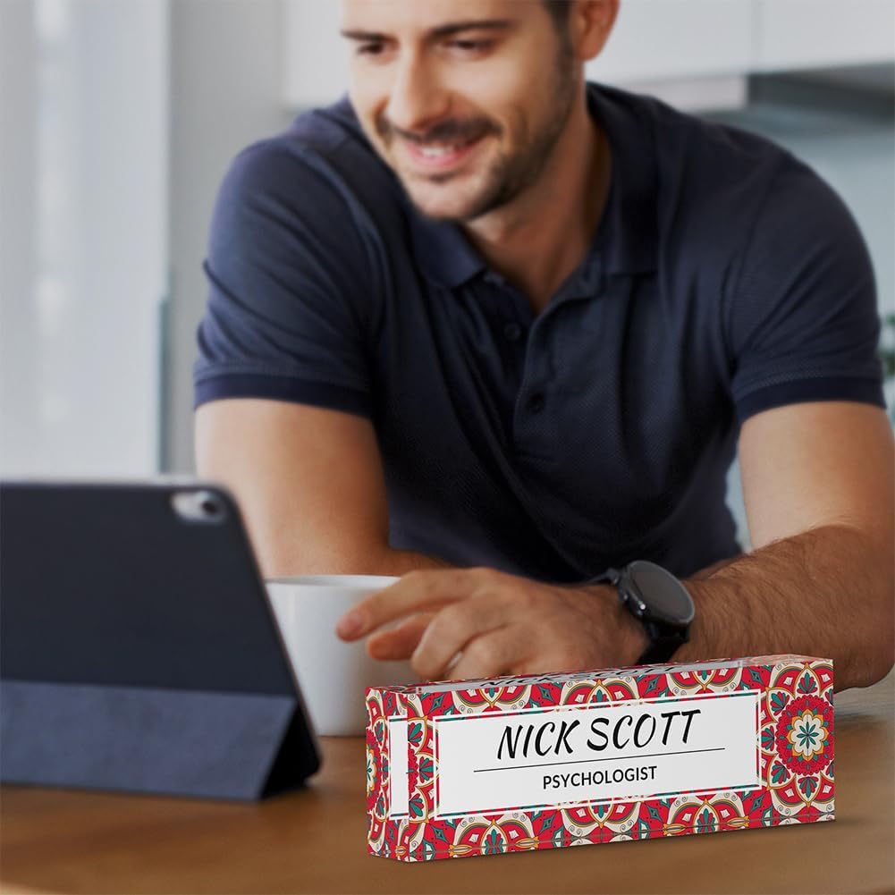 Personalized Office Desk Name Plate on Acrylic Glass - Custom Nameplate Decor, Accessories - Gift for Boss, Coworkers