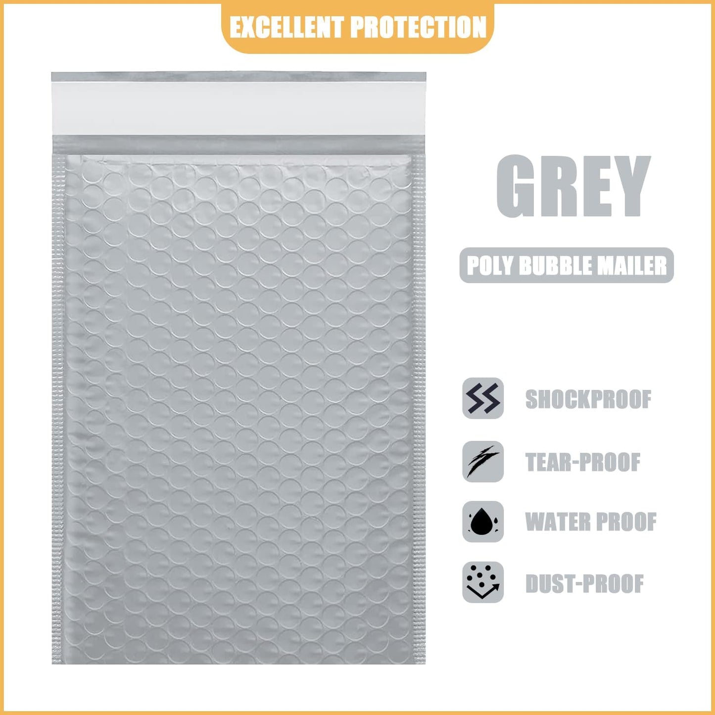 4in x 7in Bubble Mailer, Gray Poly Mailer, Padded Envelope, Shipping Envelope, Waterproof, Self-Sealing, For Small Business, Shipping, Mailing, Boutique Packaging(100PCS)