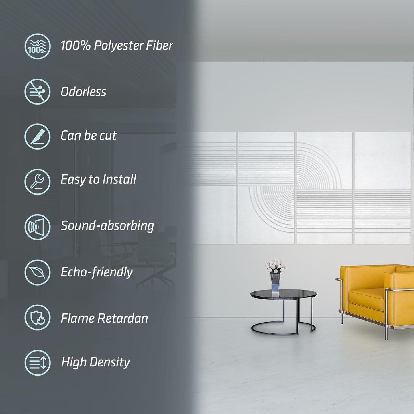 UMIACOUSTICS 4 Pack Art Acoustic Panels,Total 94.4” x 47.2” Sound Absorbing Wall Panels,Decorative Sound Treatment Panel for Home, Office, Recording Studio,White