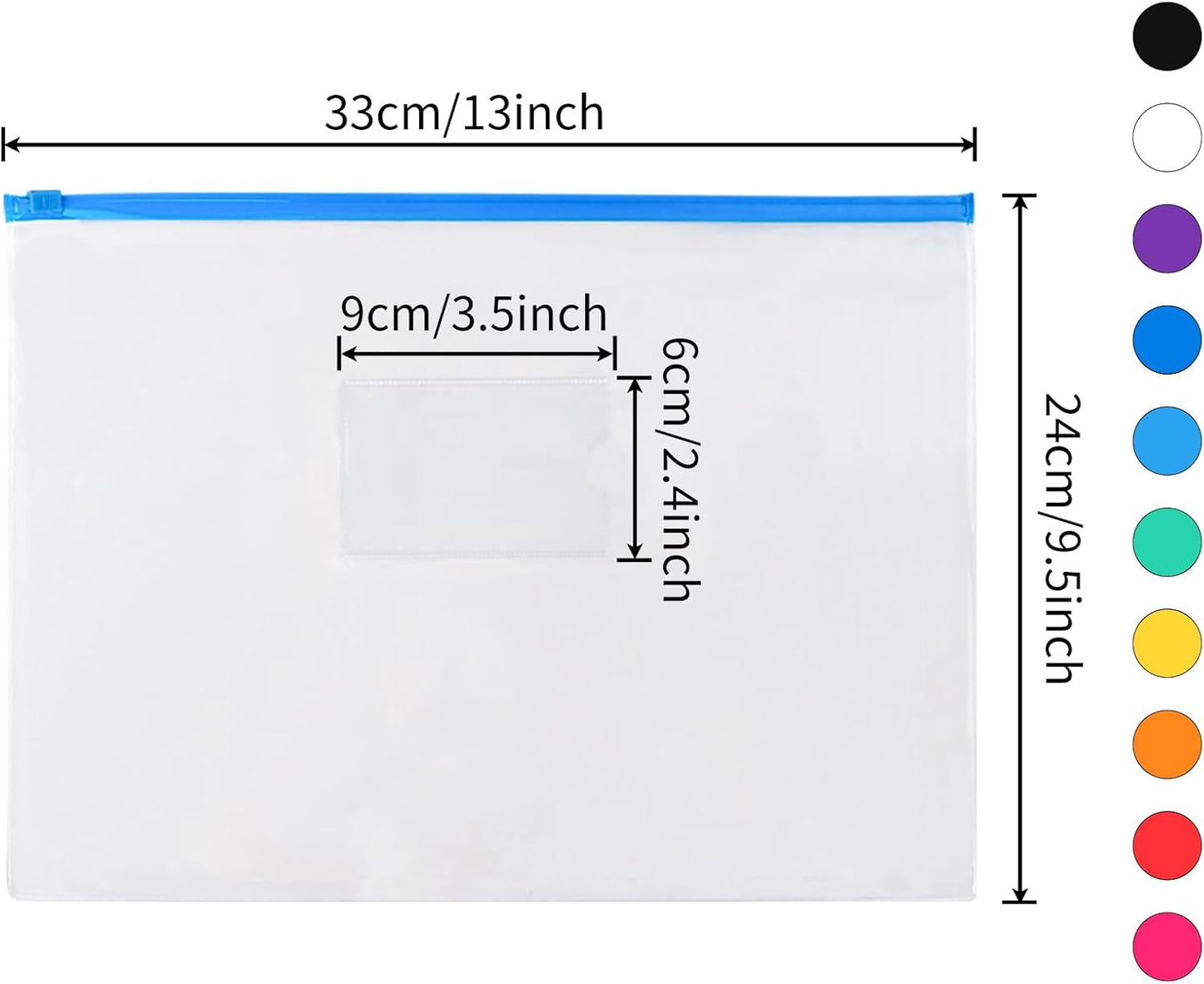 EOOUT 24pcs Plastic Envelopes Poly Zip Envelopes Files Zipper Folders, A4 Size, Letter Size, 10 Colors, for School Office Travel Storage Supplies