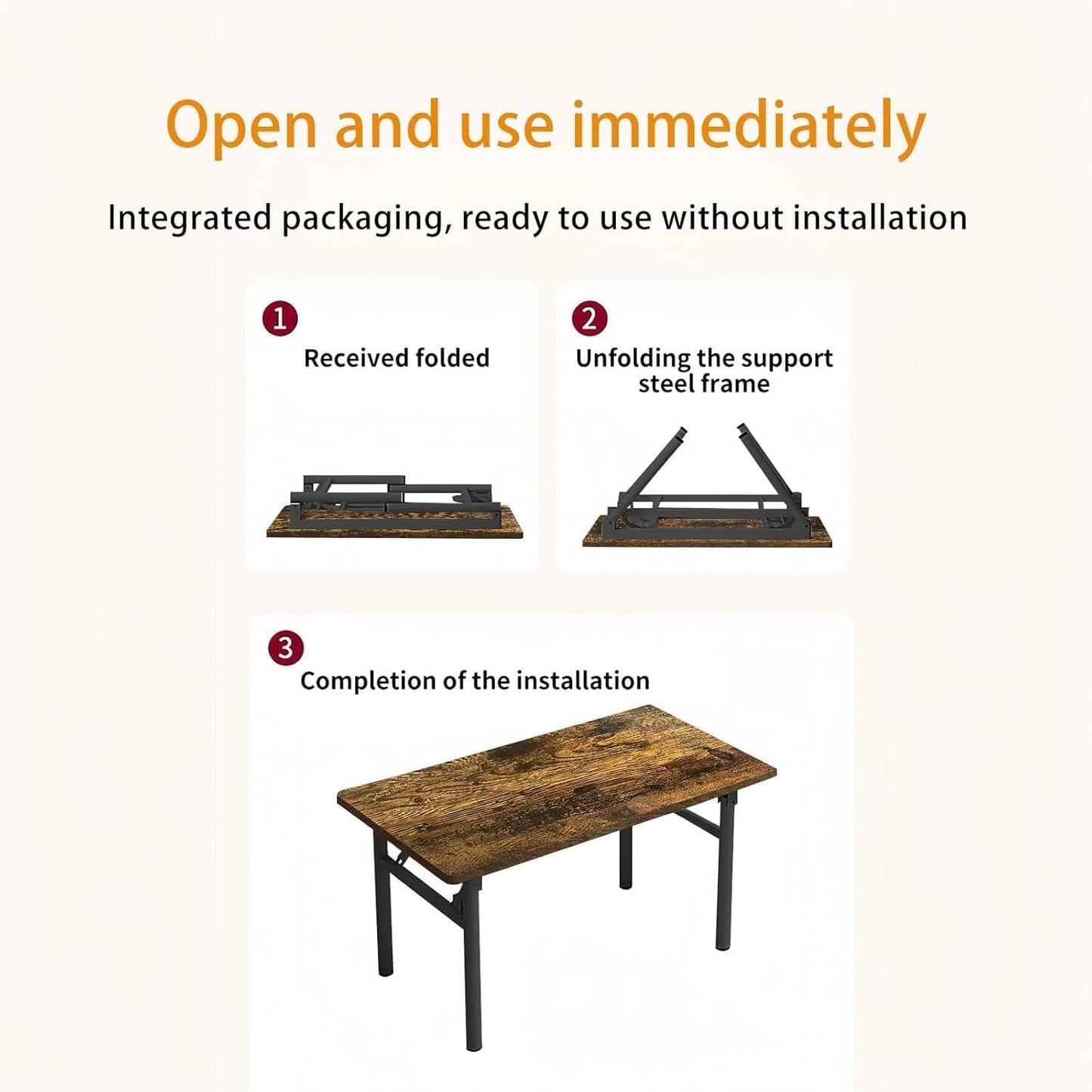 Small Folding Desk No Assembly,39.4 Inch Folding Computer Desk Small Foldable Table for Home Office.
