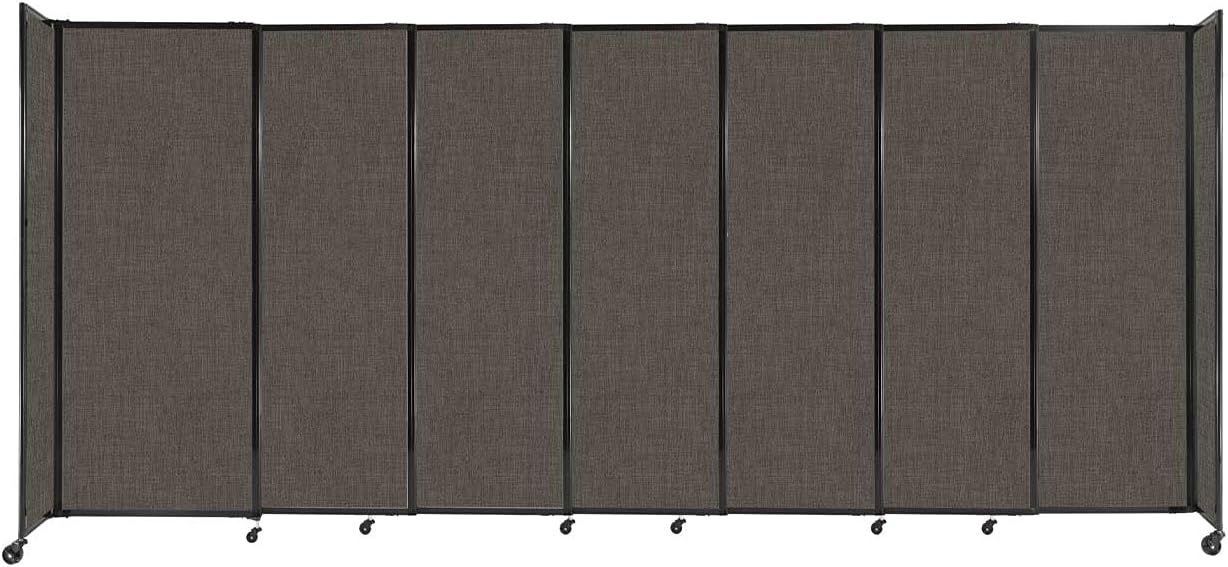 Versare Straightwall Sliding Portable Wall Partition | Freestanding Office Dividers | Locking Wheels | Temporary Room Separator | 15'6" Wide x 6'10" Tall Mocha Fabric Panels