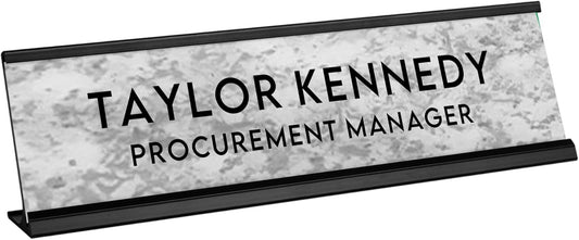 Custom Engraved Desk Plate | Personalized with your Name and Title | Perfect Decor for Office, Business, or Home | Multiple Font and Color Options | 2x8" or 2x10" (Marble w/Black Letters, 2x8")