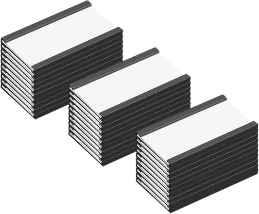 C Channel Magentic Label Holders 1x2 Inch with Paper Inserts and Clear Plastic Protectors,Magnetic Data Card Holders File Cabinet Labels,Pack of 50