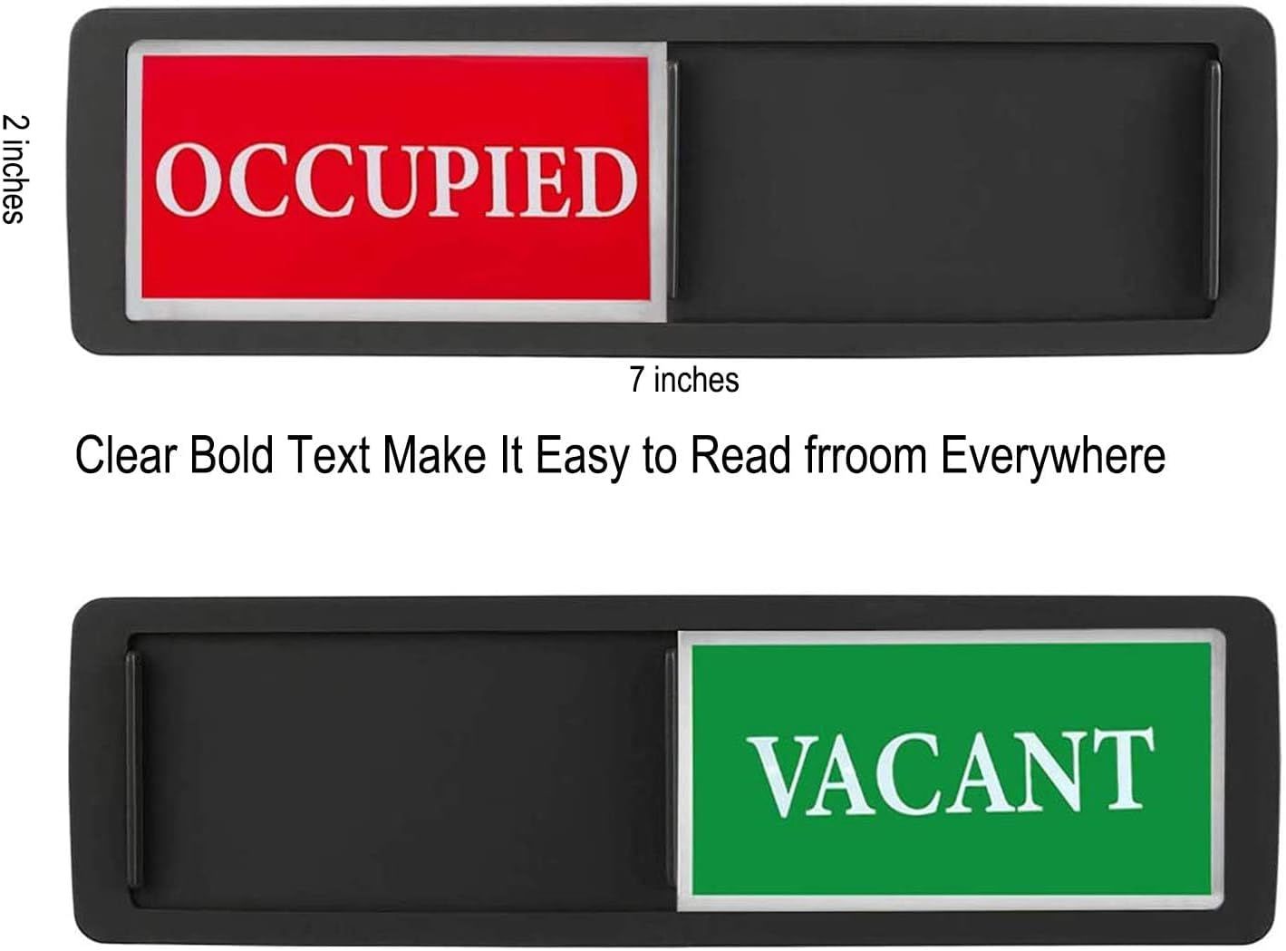Vacant Occupied Sign - Magnetic Double-Sided Bathroom Door Sign for Home, Office, Restroom - Easy to Flip, Durable Design, Black
