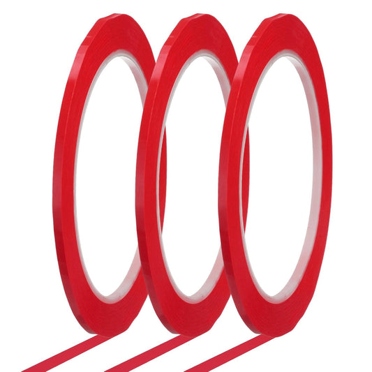 MECCANIXITY Whiteboard Tape 1/8" x 72 Yard Pinstripe Graphic Chart Line Grid Marking Tapes for Classroom Office Dry Erase Board Art, Red, Pack of 3