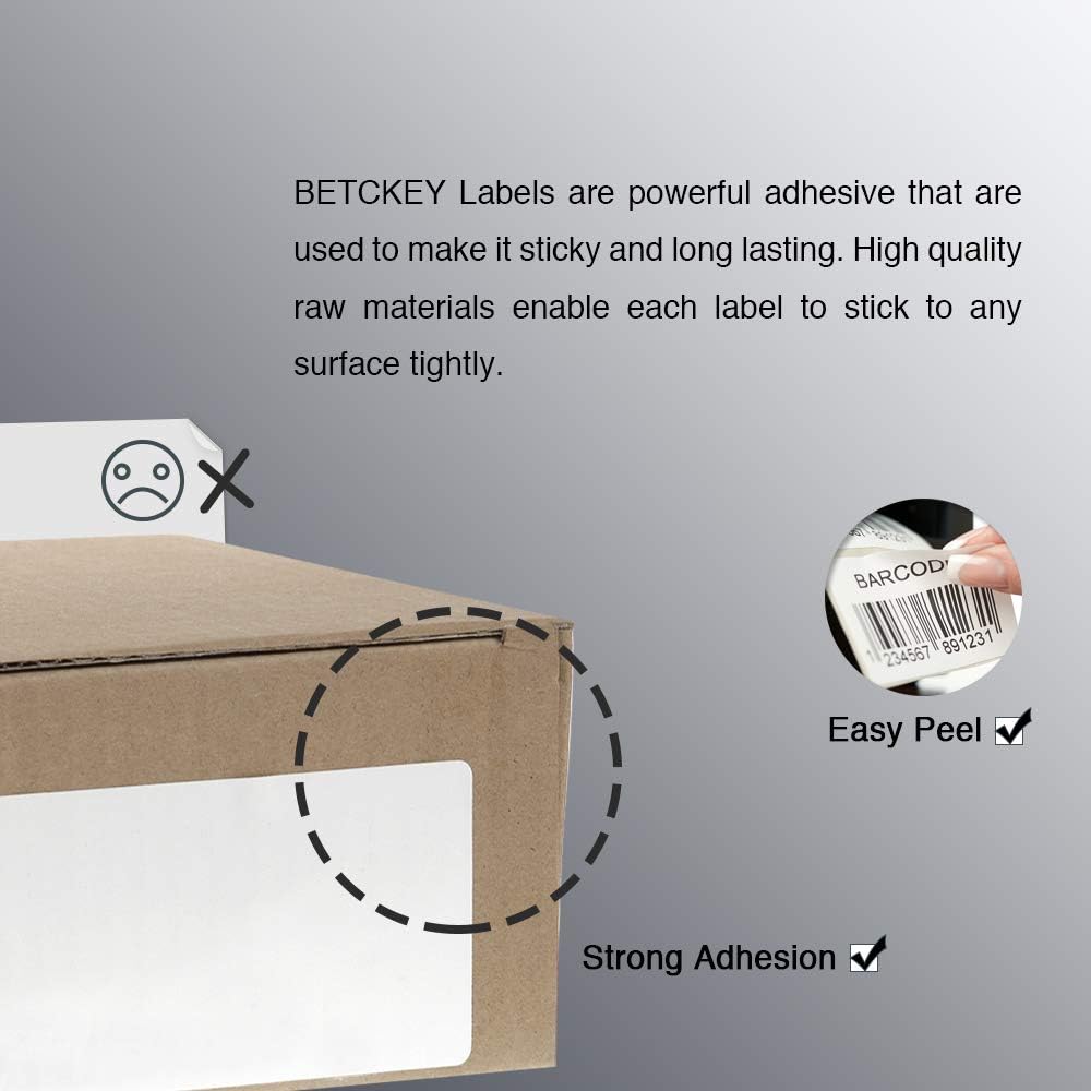 BETCKEY - 3" x 3" (76 mm x 76 mm) Multipurpose & Large Square Labels Compatible with Zebra & Rollo Label Printer,Premium Adhesive & Perforated [10 Rolls, 5000 Labels]
