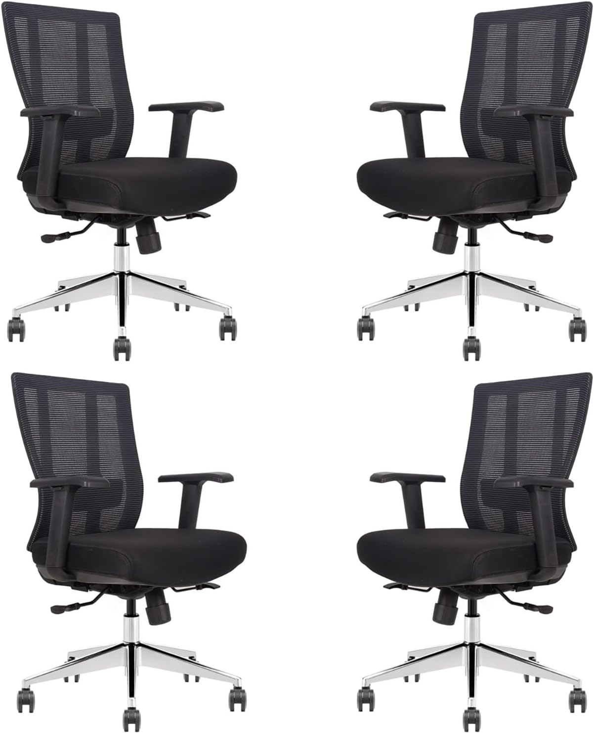 Ergonomic Conference Room Chair Mesh Back with Seat Slide - Adjustable Lumbar Support Computer Desk Chair with Height Adjustable Arms - 5-Star Polished Aluminum Base (Pack of 4)