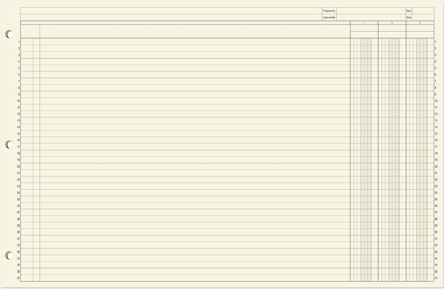 BookFactory Ledger Sheets/Large 3 Column Accounting Ledger Columnar (Three Columns) Loose Leaf Paper - 17'' x 11'', 50 Pages, Loose Leaf, 3 Hole Punched (SHEET-050-CLCLL(17x11-Ledger-3)-AX)