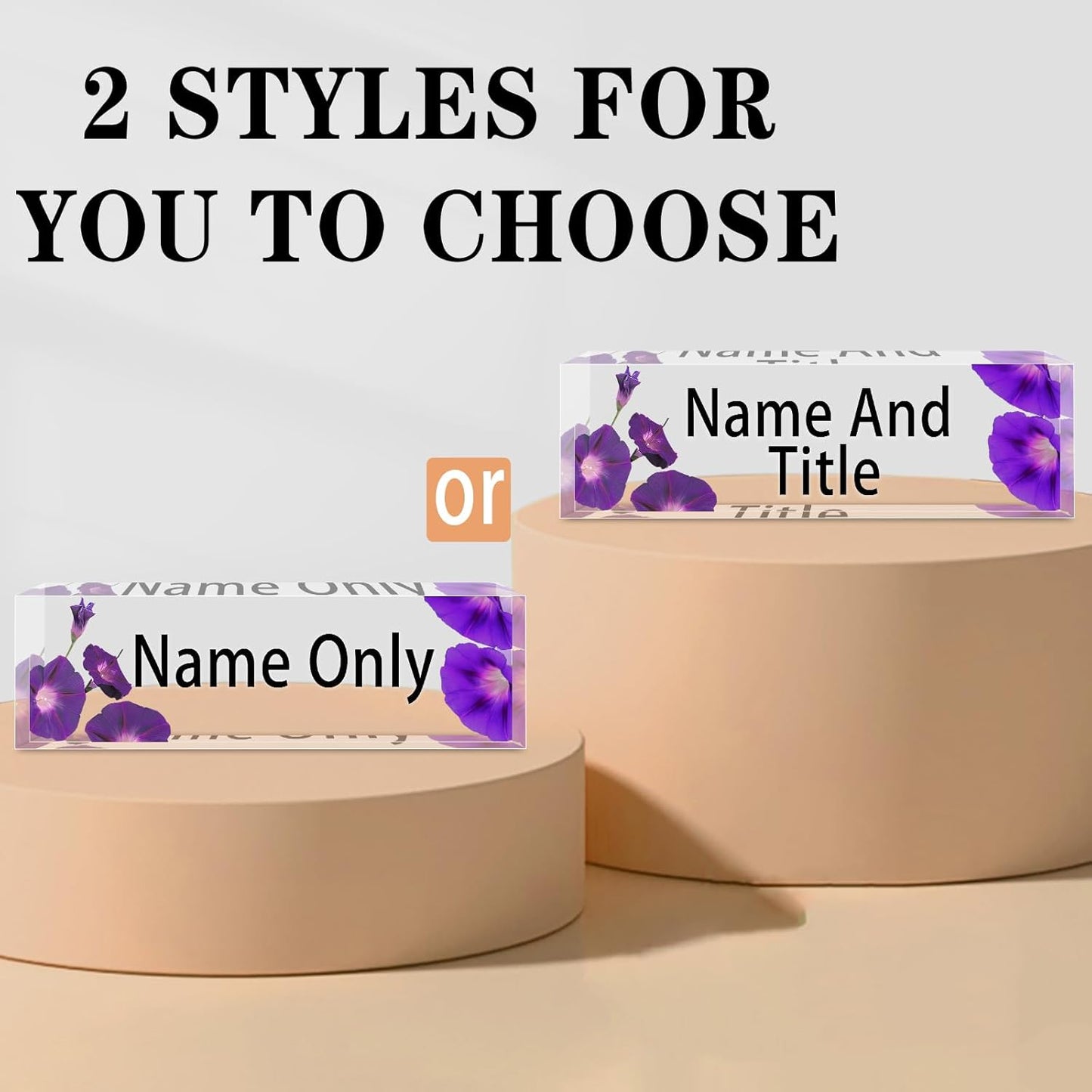 Name Plate for Desk Personalized, Acrylic Desk Decorations, Employee Appreciation Gifts, Custom Office Gifts for Coworkers, Boss, Teacher, Nurse (Morning Glory)