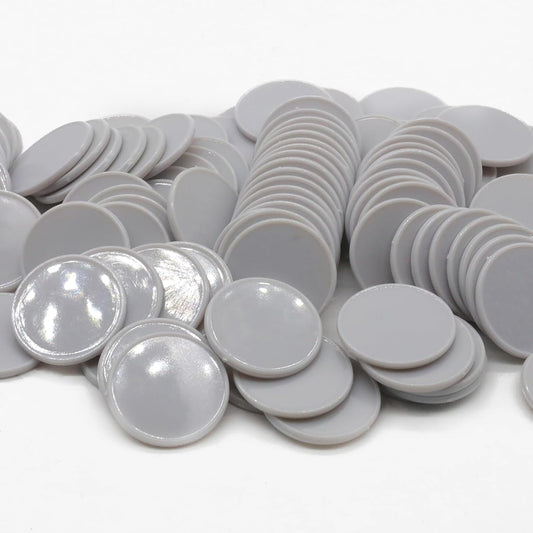 Set of 100 Opaque Plastic Learning Counters Mini Poker Chips Game Tokens with Storage Box (LightGray, 1.26 Inch)