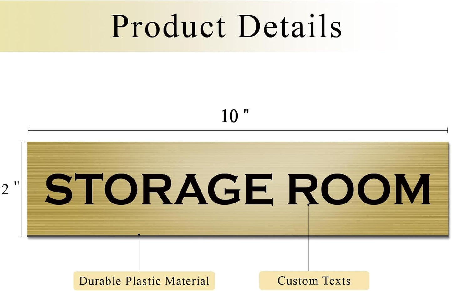 Custom Office Engraved Name Plate for Door or Wall Sign, Personalized Door Name Plate for Office with Adhesive, Laser Engraving, 10 Colors Available, 3 Styles (2" x 10")