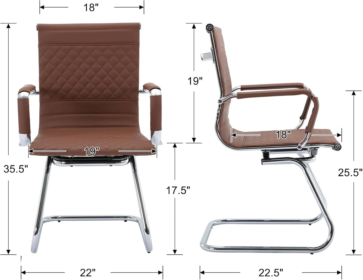 Office Guest Chairs - Reception & Waiting Room Set of 6 with Mid Back, Modern PU Leather Desk Chairs
