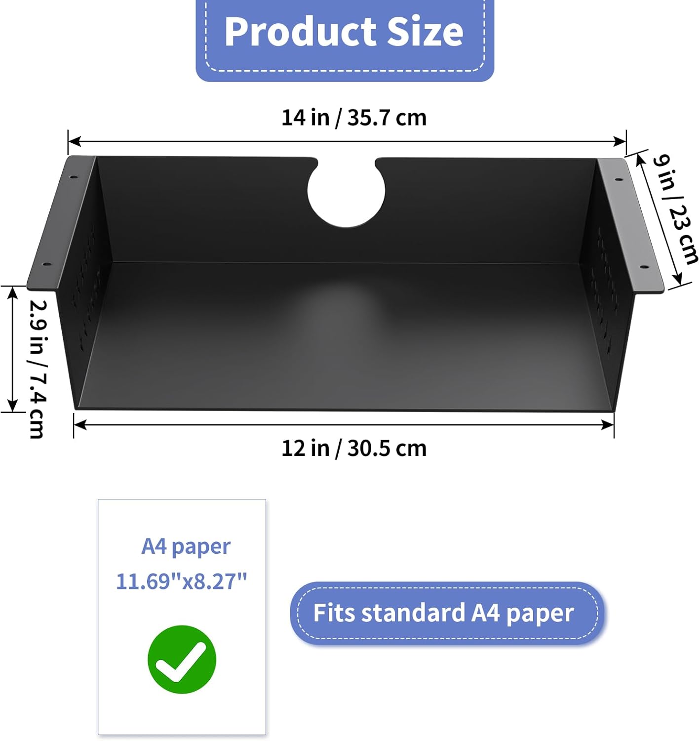MOLIGOU Under Desk Storage Shelf, Under Desk Tray with Stick-On Felt Pad, Screw Mount Under Table Hidden Storage for Home Office, Kitchen Cabinet