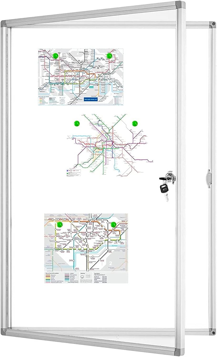 Lockable Magnetic Enclosed 36x24 inches Dry-Erase whiteboard, Tamper-Resistant Wall-Mounted Display whiteboard, Aluminum-Framed Window whiteboard (White)