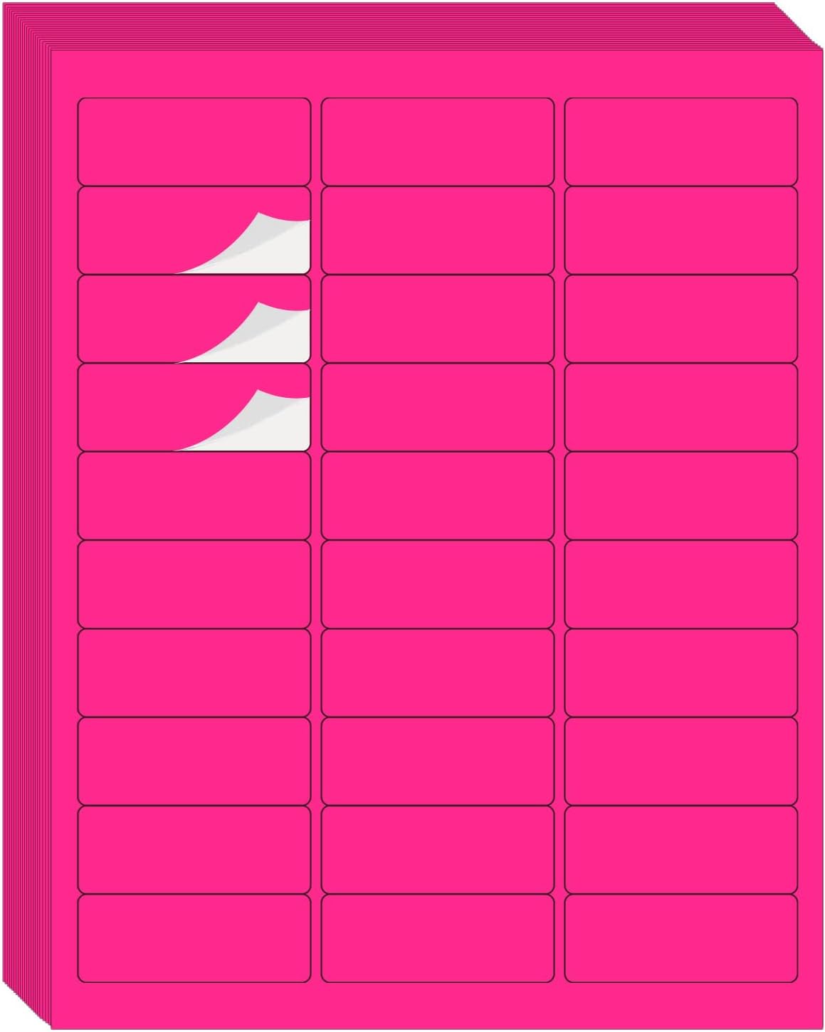 STARLIBOO 1" x 2-5/8" Address Labels- 600 Neon Color Fluorescent Stickers for Laser/Ink Jet Printer mailing Labels 8.5"×11"- Fluorescent Pink