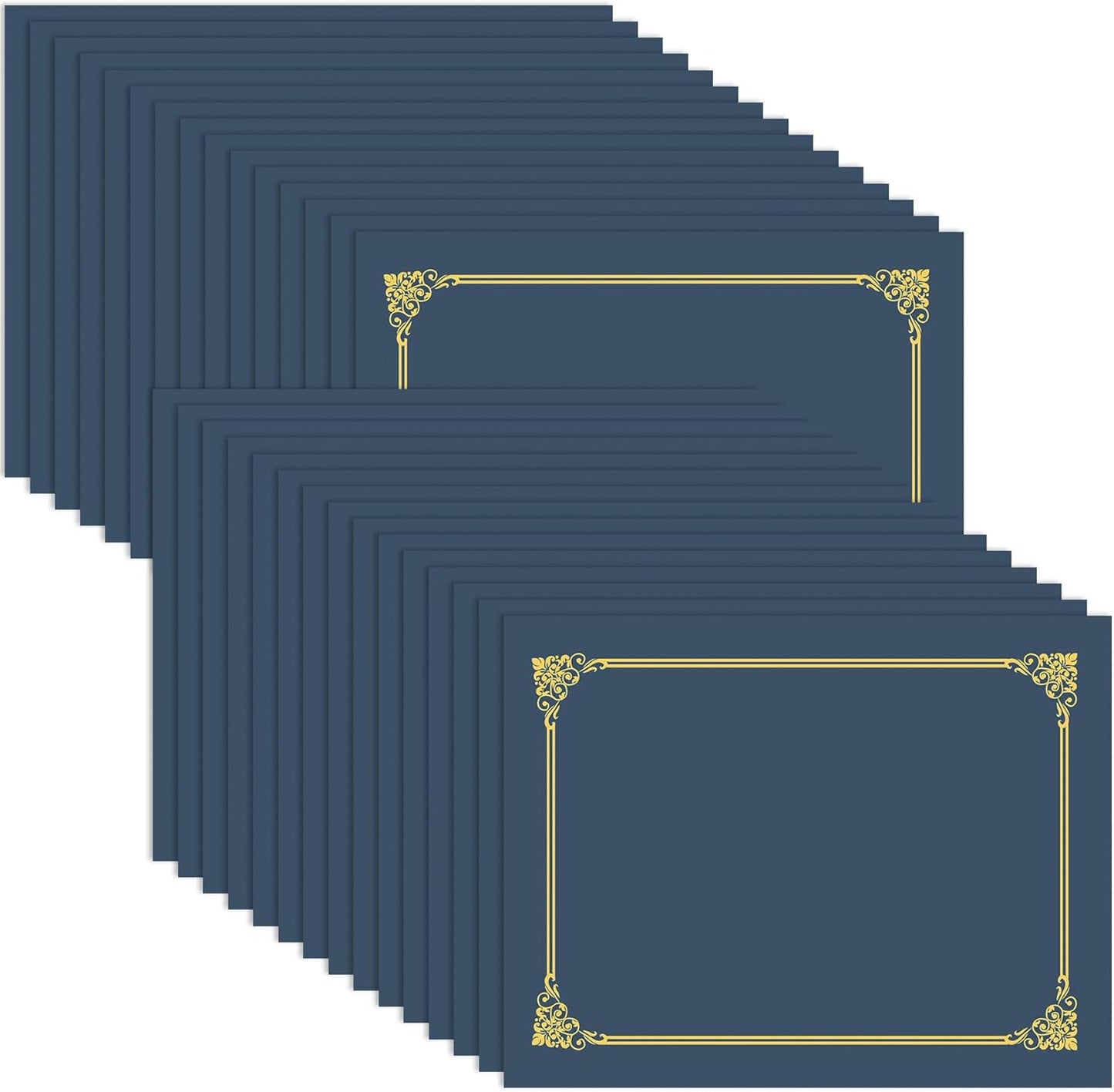 30 Packs Certificate Holders, Navy Blue Diploma Holders, 350gsm, Certificate Covers with Gold Foil Border for Letter Size 8.5 x 11 Certificates, Cardstock, Award, Graduation, Document Papers