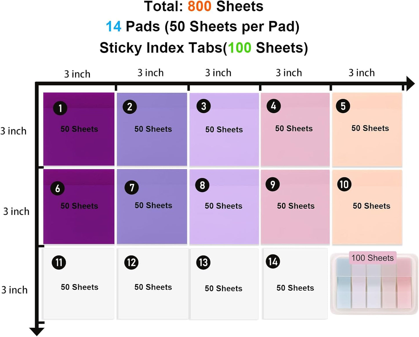 ‎SYMDROMIA Transparent Sticky Notes, 3"x3" Clear Post Translucent Sticky Notes with See Through Self-Adhesive Sticky Pads for Office School College Supplies, 800 Sheets Lavender Purple