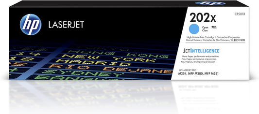 HP 202X Cyan High-yield Toner Cartridge | Works with HP Color LaserJet Pro M254, HP Color LaserJet Pro MFP M281 Series | CF501X