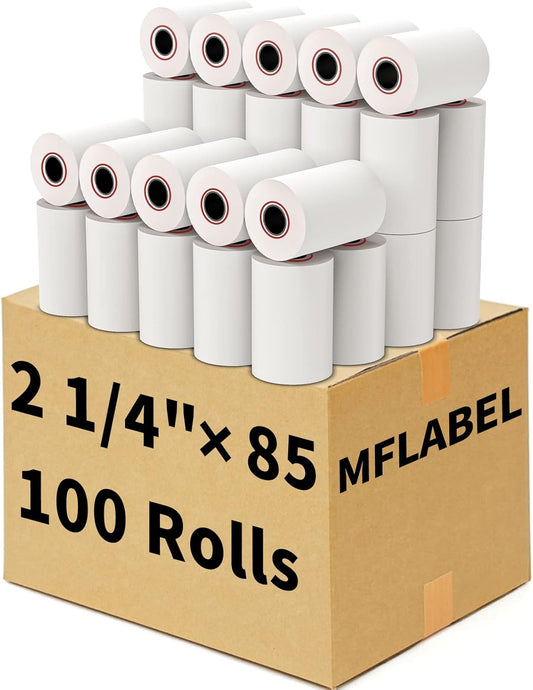 MFLABEL® 100 Rolls 2 1/4" x 85' Thermal Paper Cash Register POS Receipt Paper