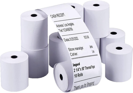 Jayard 3-1/8''x119' Thermal Paper Rolls for Credit Card - Cash Register Rolls - Premium Register Tape Pos Thermal Printer Paper (10 Rolls)