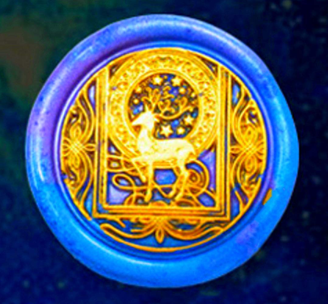 Starry Deer Wax Sealing Stamp with Removable Brass Head Wooden Handle - Retro Vintage Animal Sealing Wax Stamp for Letter Cards Invitations