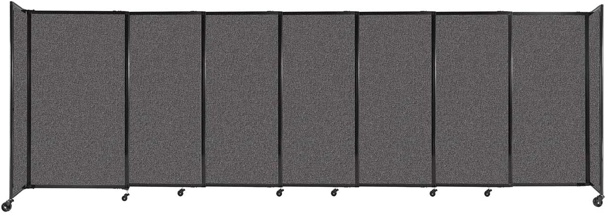 Versare Straightwall Sliding Portable Wall Partition | Freestanding Office Dividers | Locking Wheels | Temporary Room Separator | 15'6'' Wide x 5' Tall Charcoal Gray Fabric Panels