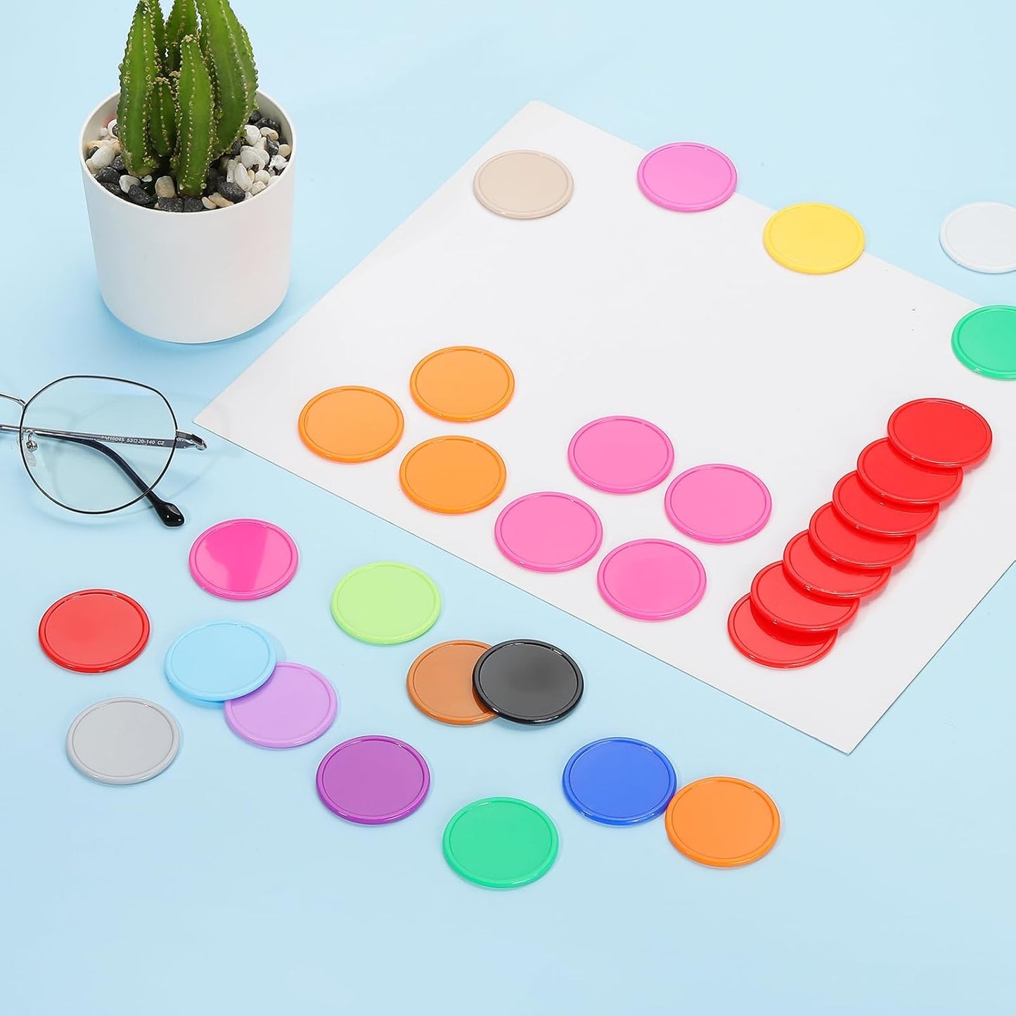 uxcell Plastic Poker Chips, Learning Counters Counting Counters Disks Markers Opaque Game Tokens for Game Play Math Counting