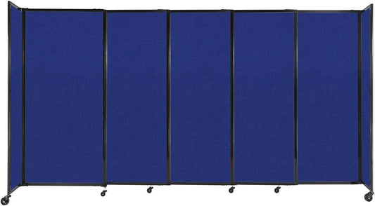 Versare Straightwall Sliding Portable Wall Partition | Freestanding Office Dividers | Locking Wheels | Temporary Room Separator | 11'3'' Wide x 6' Tall Royal Blue Fabric Panels
