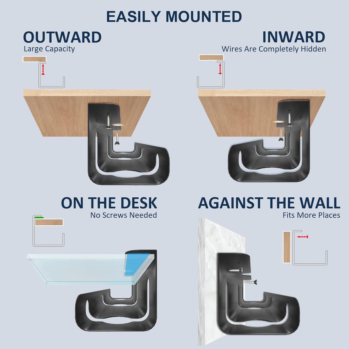 APS Cable Management Under Desk Electrical Wire Tray 16'' Perfect Standing Desk Cable Organizer to Hide Cables&Power Strips for Home Office Dorm Bathroom and More Rack (Black)
