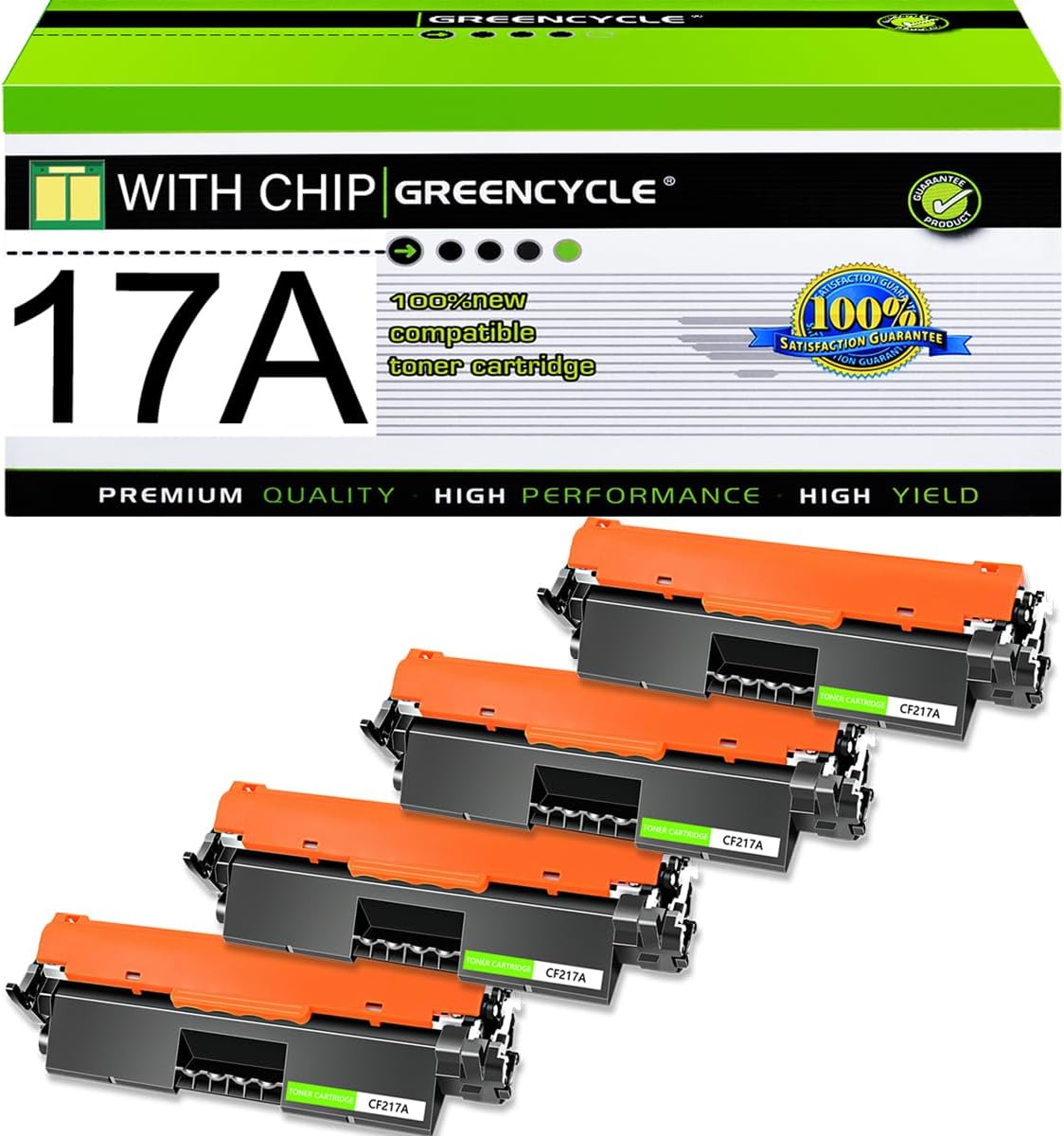 greencycle CF217A Toner Cartridge Replacement Compatible for HP 17A Black Toner Cartridge Laser Jet Pro MFP M130fw M130nw Printer Ink Cartridge (4PCS)