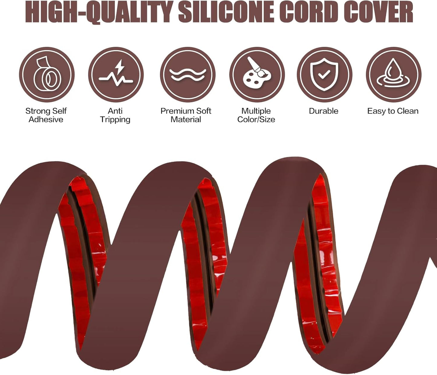 Floor Cord Cover Self Adhesive Cord Hider,10FT Cable Management, Extension Strip Protector for Wires, Prevent Cable Trips for Offices, Gyms, Exhibitions Cavity:0.47"(W) x 0.35"(H) Coffee