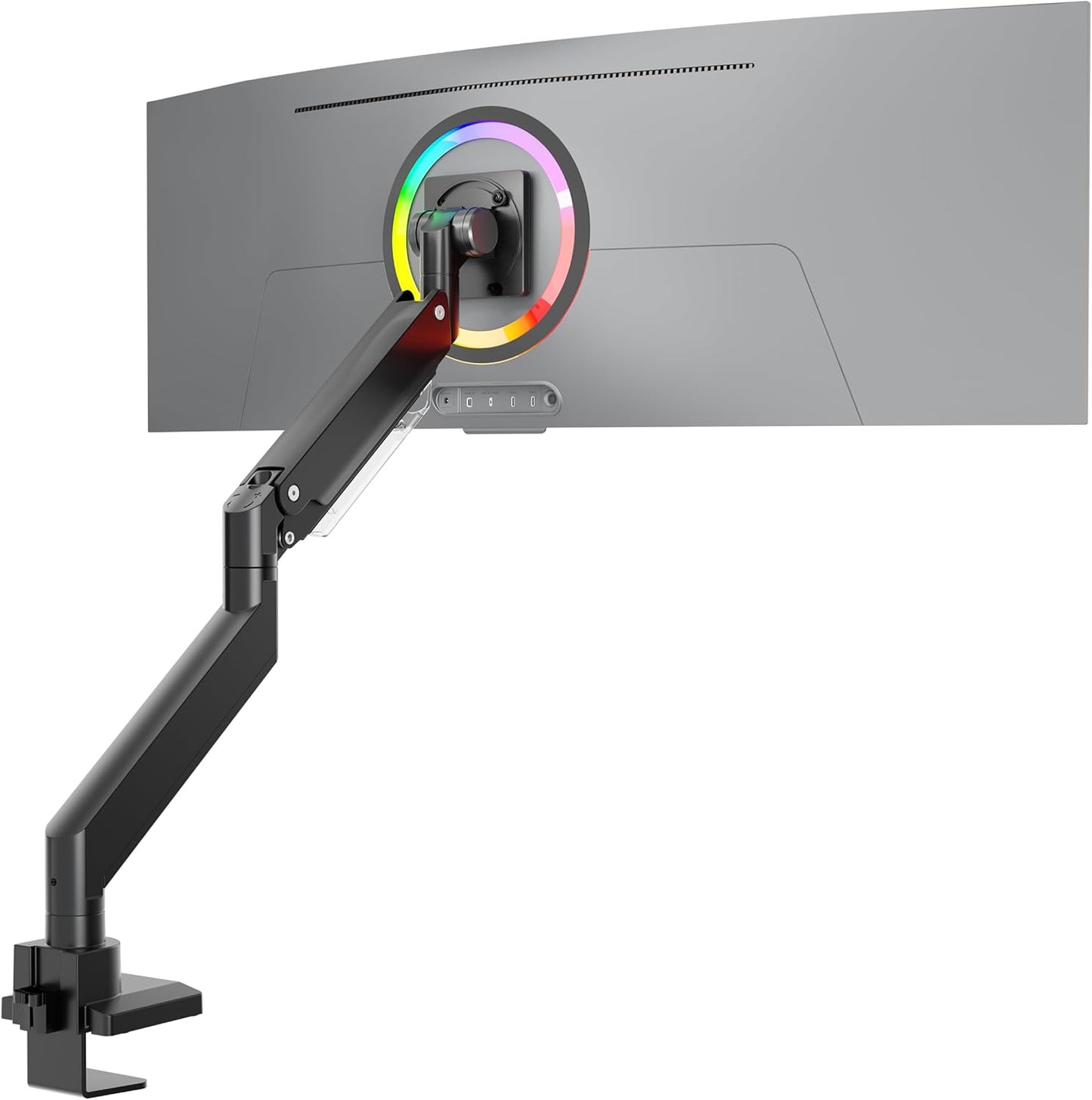 ONKRON Heavy Duty Monitor Arm for 17-57 Inch Screen up to 59.4 lbs, Ultrawide Monitor Mount with Gas Spring, VESA 75x75-200x200, Single Arm Screen Mount for Desk Swivel, Tilt, Rotation Black