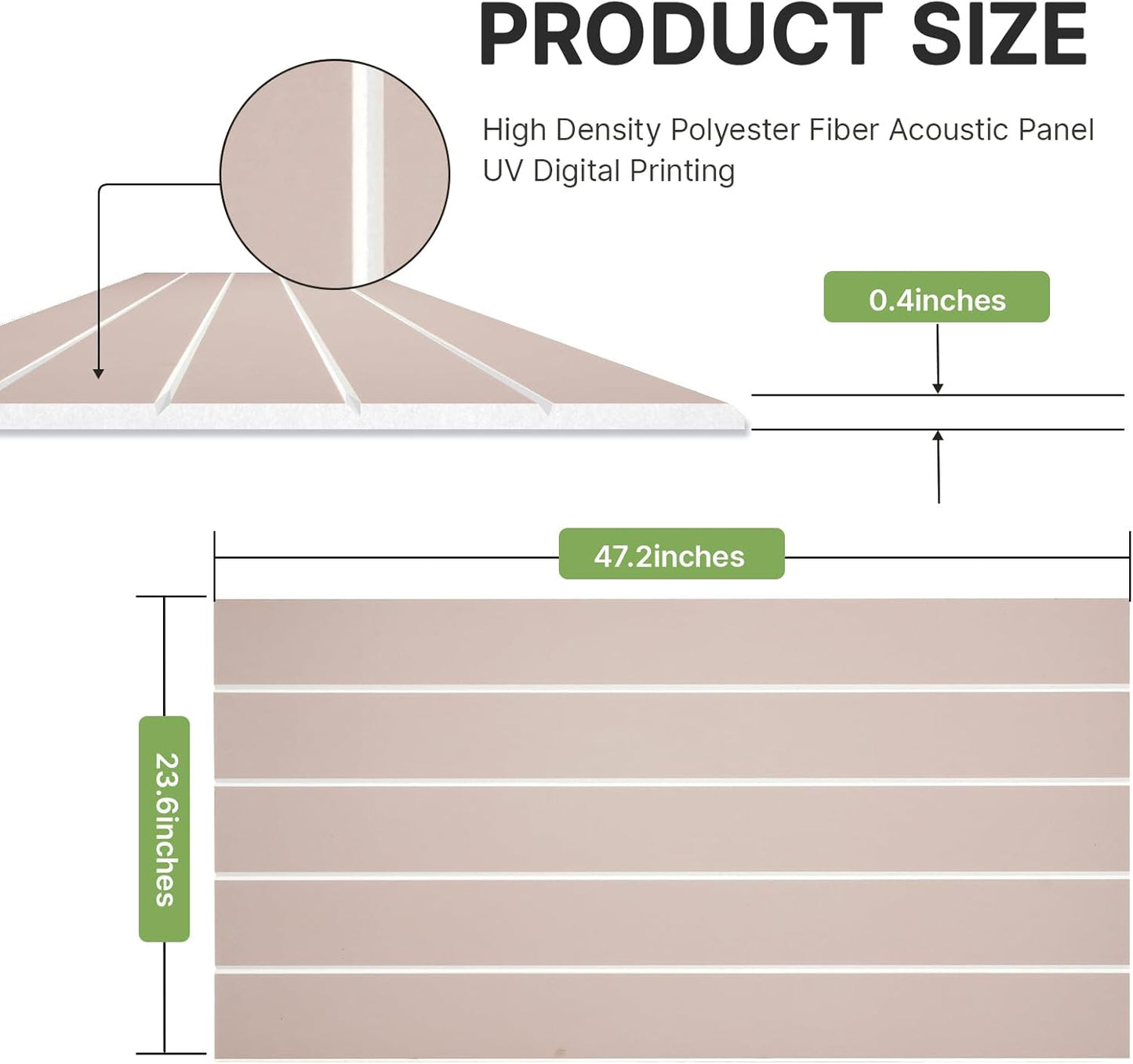 Acoustic 4 Pack Soundproofing UV Print Panels, 47.2” x 23.6” x 0.4” Adhesive Noise Dampening Wall Panels for Home Studio, Office, Gaming Room, and Theater(Camel)