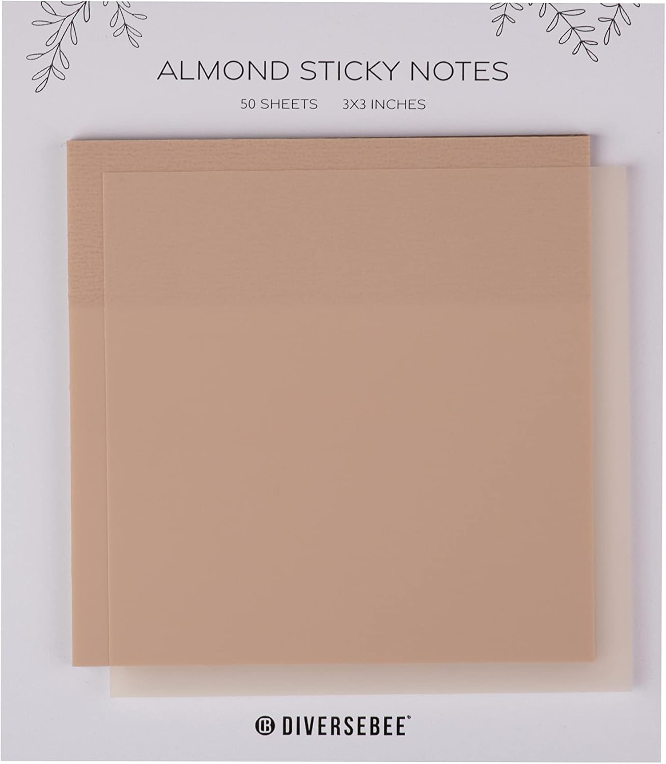 DiverseBee 50 Sheets Pastel Transparent Sticky Notes, 3x3” Clear Sticky Tabs, Translucent Page Flags Book Markers Stickers, Planner Accessories, Bible Journaling Study Office School Supplies (Almond)