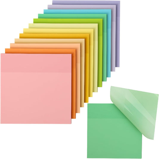 Mr. Pen- Transparent Sticky Notes, 3”x3”, 12 Pads, 600 Sheets, Macron Pastel See Through Sticky Notes