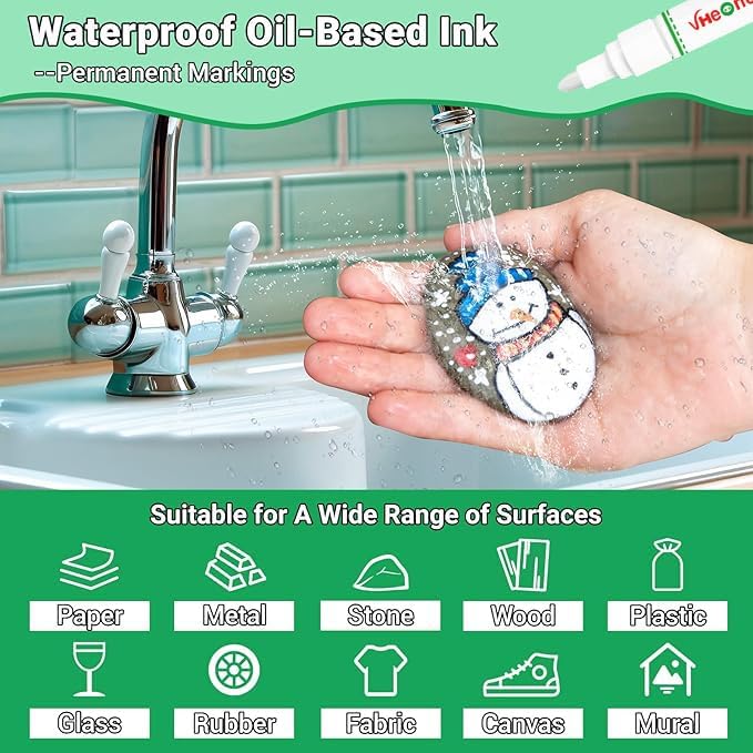 Purple Paint Pens marking pens Permanent Markers - 6 Pack Oil Based Waterproof Markers for Tire, Rubber,Wood, Rocks, Metal, Canvas,Plastic, Dark Surface,Craft office Supplies,Medium Point