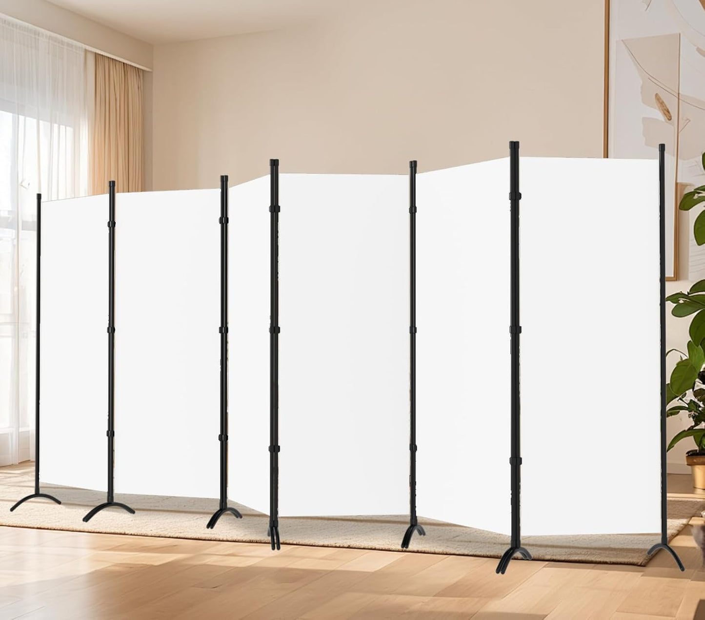 Room Divider-6 Panels White Folding Privacy Screens, 6 ft Partition Room Dividers Wall for Separation, Home, Office, Classroom, Studio