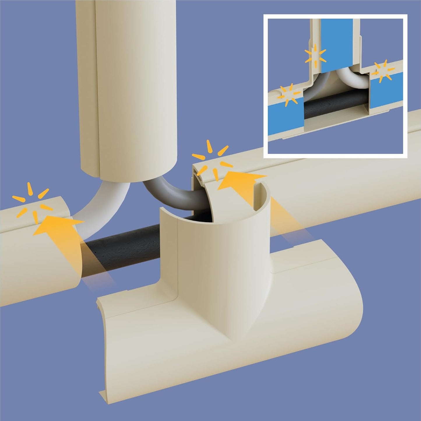 D-Line Medium Cable Raceway Accessory Pack, Join 1.18in x 0.59in Cord Cover Lengths, 10 Accessories Included, Hide Cords Around a Variety of Angles - Beige