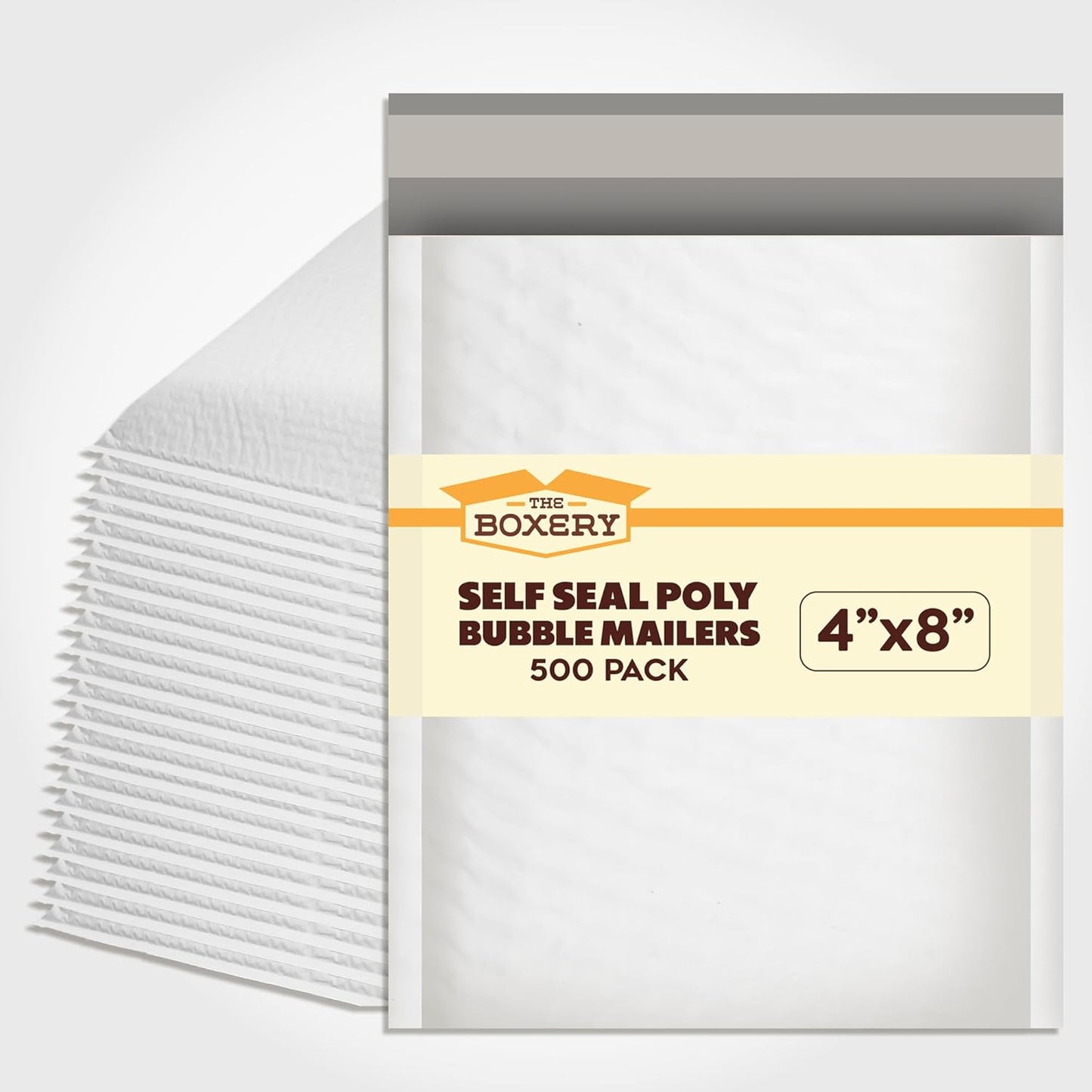 The Boxery 4x8''|#000 Poly Bubble Mailers- 500 Pack, Padded Envelopes, Self Seal, Waterproof Shipping Bags, Padded Mailers for Shipping & Packaging