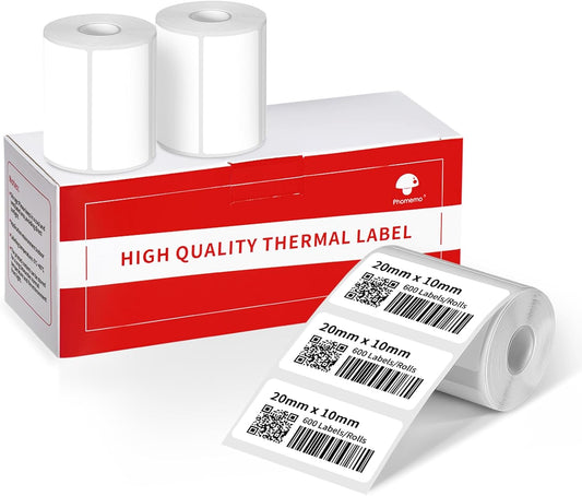 3 Rolls (1800Pcs) Thermal Labels, Phomemo 0.78'' x 0.39'' Stickers Compatible with Phomemo M220 M110 M108 M250 M260 M221 M120 M200 M150 Label Maker, Black on White