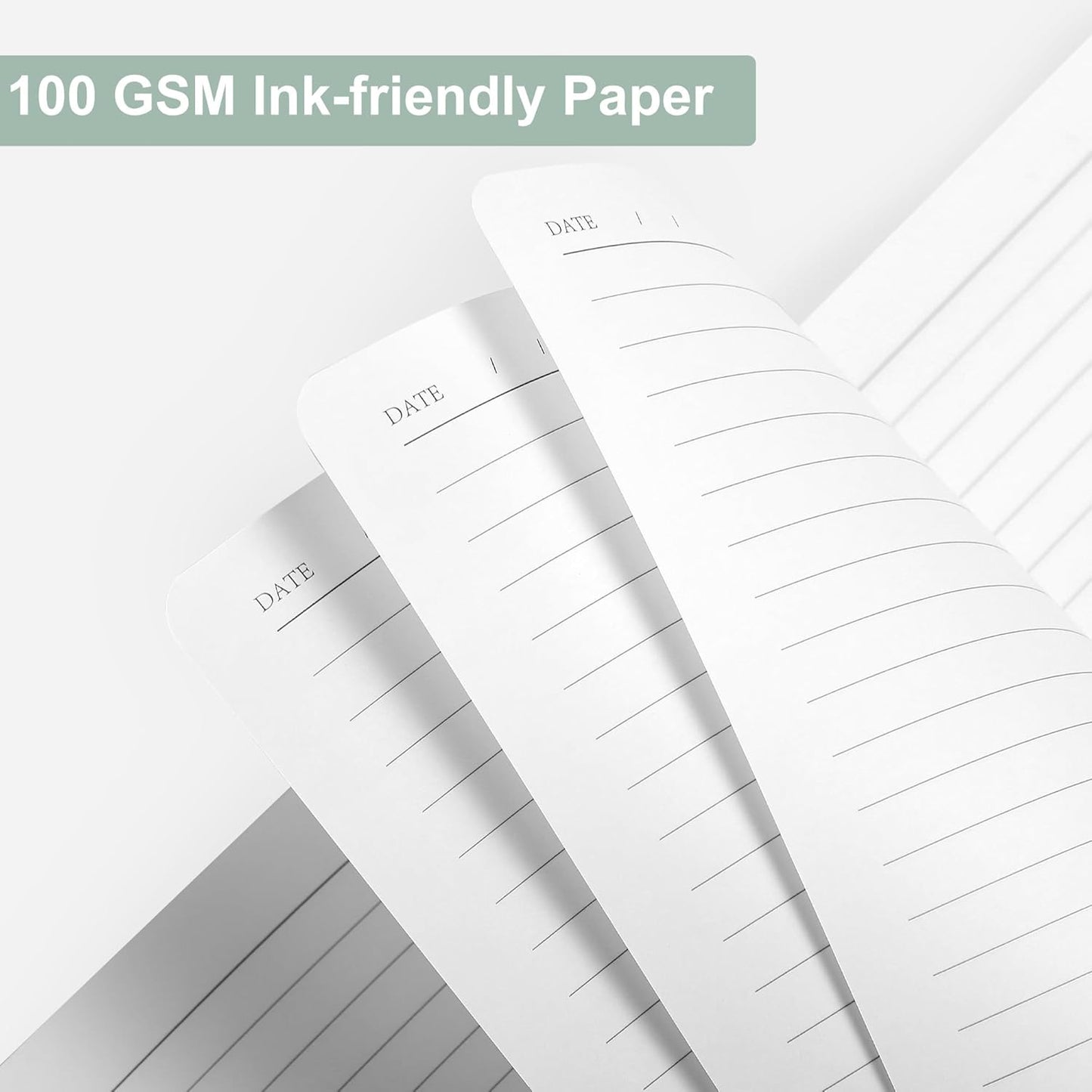 CAGIE Lined Journal Notebook, 320 Pages College Ruled Notebook, 100 Gsm Paper Thick Journal, B5 Hardcover Leather Journals for Writing Women Men, 7.6x10In, Green