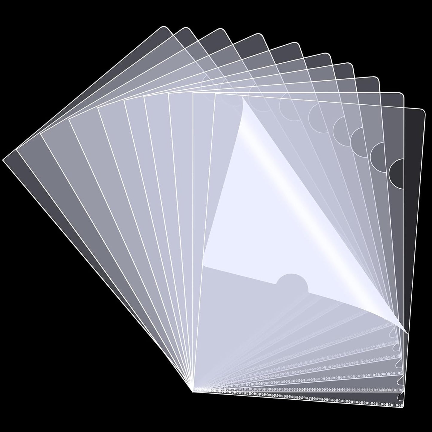 76 Pcs L-Type Clear Plastic File Folders - A4/Letter Size Transparent Plastic Sleeves Ideal for School and Office Supplies