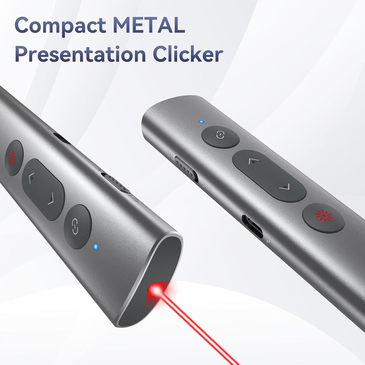 Wireless Presentation Clicker PowerPoint Remote: USB C A Presenter PPT Power Point Google Slide Advancer with Laser Pointer Smart Board Clicker for Computer Laptop Mac Projector Office Classroom