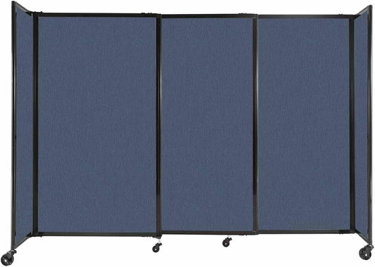 Versare Straightwall Sliding Portable Wall Partition | Freestanding Office Dividers | Locking Wheels | Temporary Room Separator | 7'2'' Wide x 5' Tall Ocean Fabric Panels