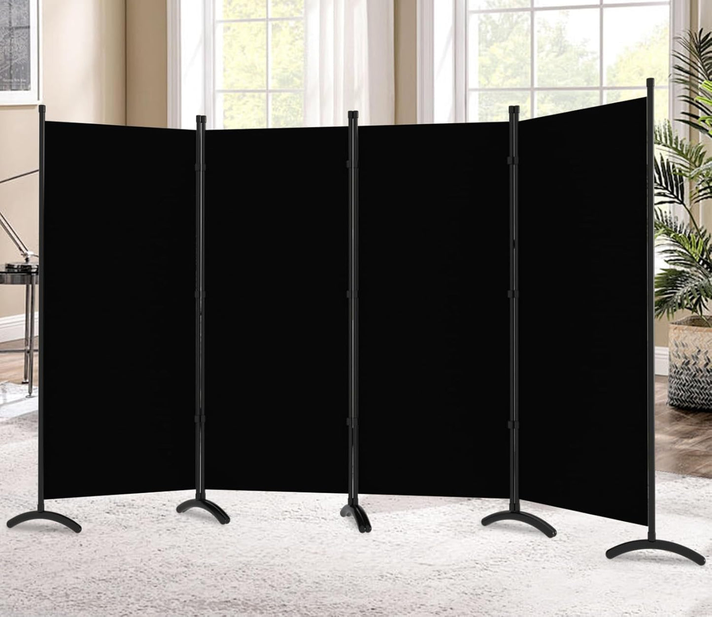 Room Divider 4 Pane 88''W Partition Room Dividers and Folding Privacy Screens Wall Divider for Room Separation, Freestanding Fabric Room Divider Panel